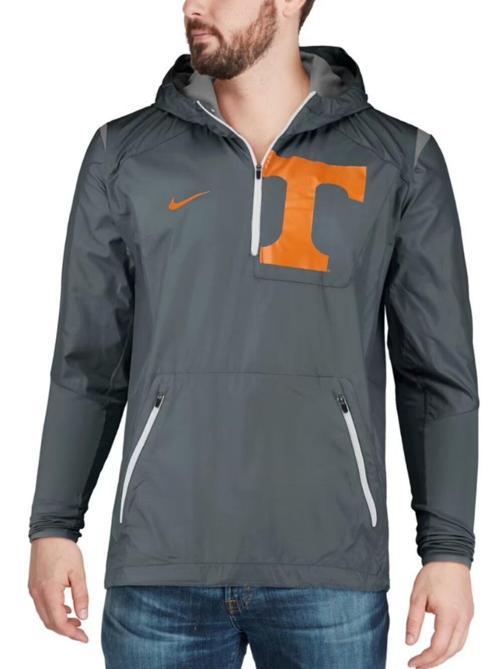 Nike Tennessee Vols Gray Hooded 1/2-Zip Pullover — Adult Medium